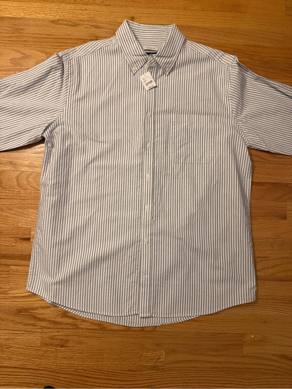 Jos A Banks Blue and White Stripe Button-Down Shirt Large Tailored NWT